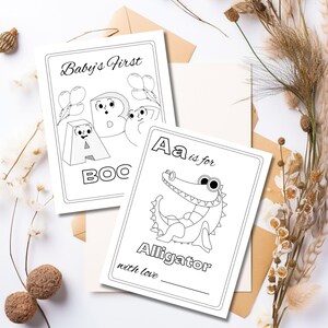 Baby&#39;s First ABC Book Baby Shower Alphabet Book Baby Shower Coloring Pages Baby Shower Coloring Book 3 Sizes Included+Cover Instant Download