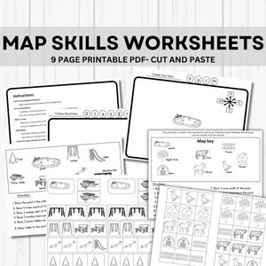 Geographie-Arbeitsblätter Geographie-Arbeitsblätter Geographie-Arbeitsblätter Homeschool druckbare erste Klasse Curriculum Karten Ausschneiden und Einfügen Aktivität