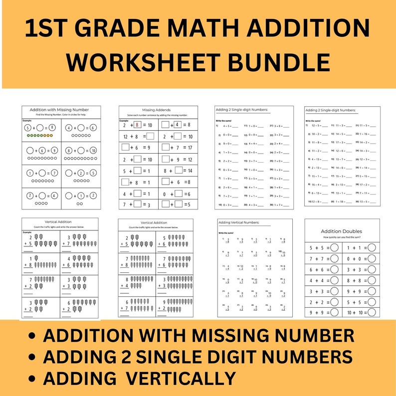 Math Worksheet 1st Grade Math Addition Worksheet First Grade Math ...