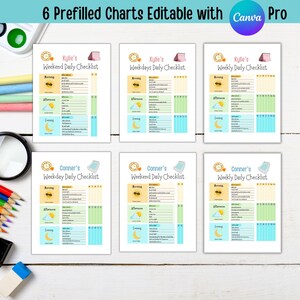 Editable Chore Chart for Multiple Kids Daily Checklist Template for ...