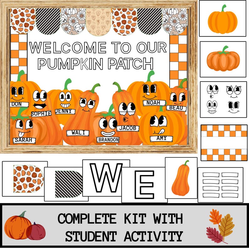 Pumpkin Patch Bulletin Board Kit and Pumpkin Student Activity Fall ...