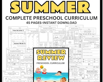 Pre K Summer Curriculum Preschool Curriculum Lesson Plan Summer Activity Pack Printable Summer Math Worksheets Printable Summer Literacy