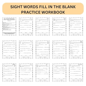 Printable Let's Learn Sight Words Worksheets. Kindergarten-1st Grade Handwriting Activity. Sight Words Fill in the Blank Workbook