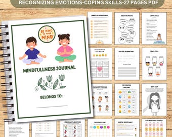 Kids Mindfulness Journal Pages Mental Gesundheit Mindfulness Workbook Selbstwertgefühl und Dankbarkeit Positives Denken Printable
