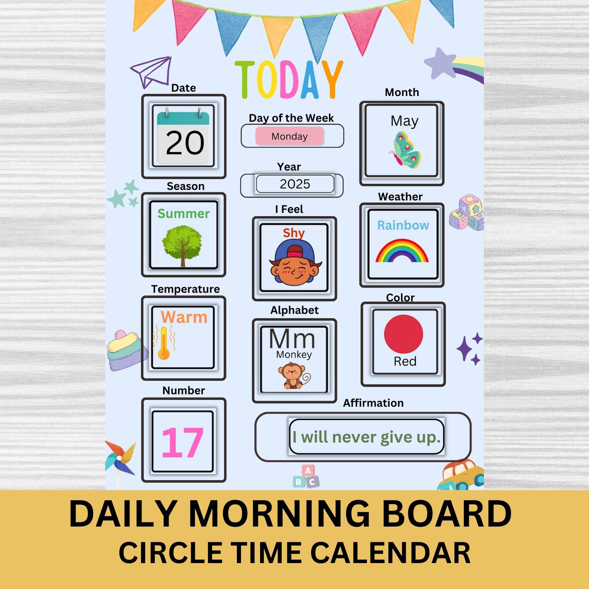 Daily Morning Board Circle Time Calendar Homeschool Printable Resource ...
