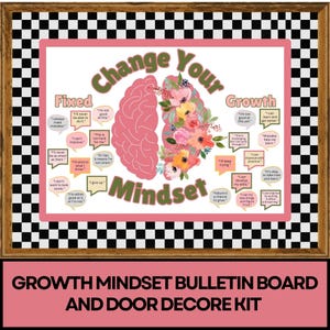 Changez votre état d&#39;esprit Tableau d&#39;affichage Croissance Mentalité Pastel Salle de classe Décoration émotionnelle et sociale Décoration de la rentrée scolaire Modèle de conseiller scolaire