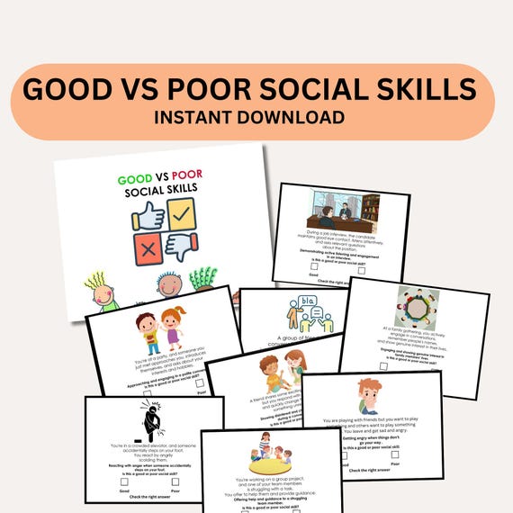 Autism Social Skills Worksheets: Good vs. Poor Scenarios (PDF)