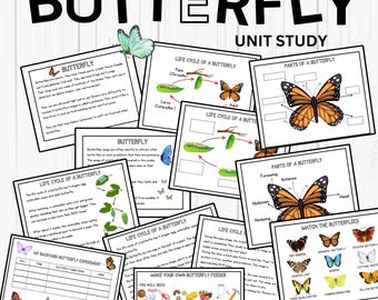 Butterfly Unit Study Bundle Charlotte Mason Nature Study Homeschool Learning Materials Educational Prints Butterfly Preschool Busy Binder