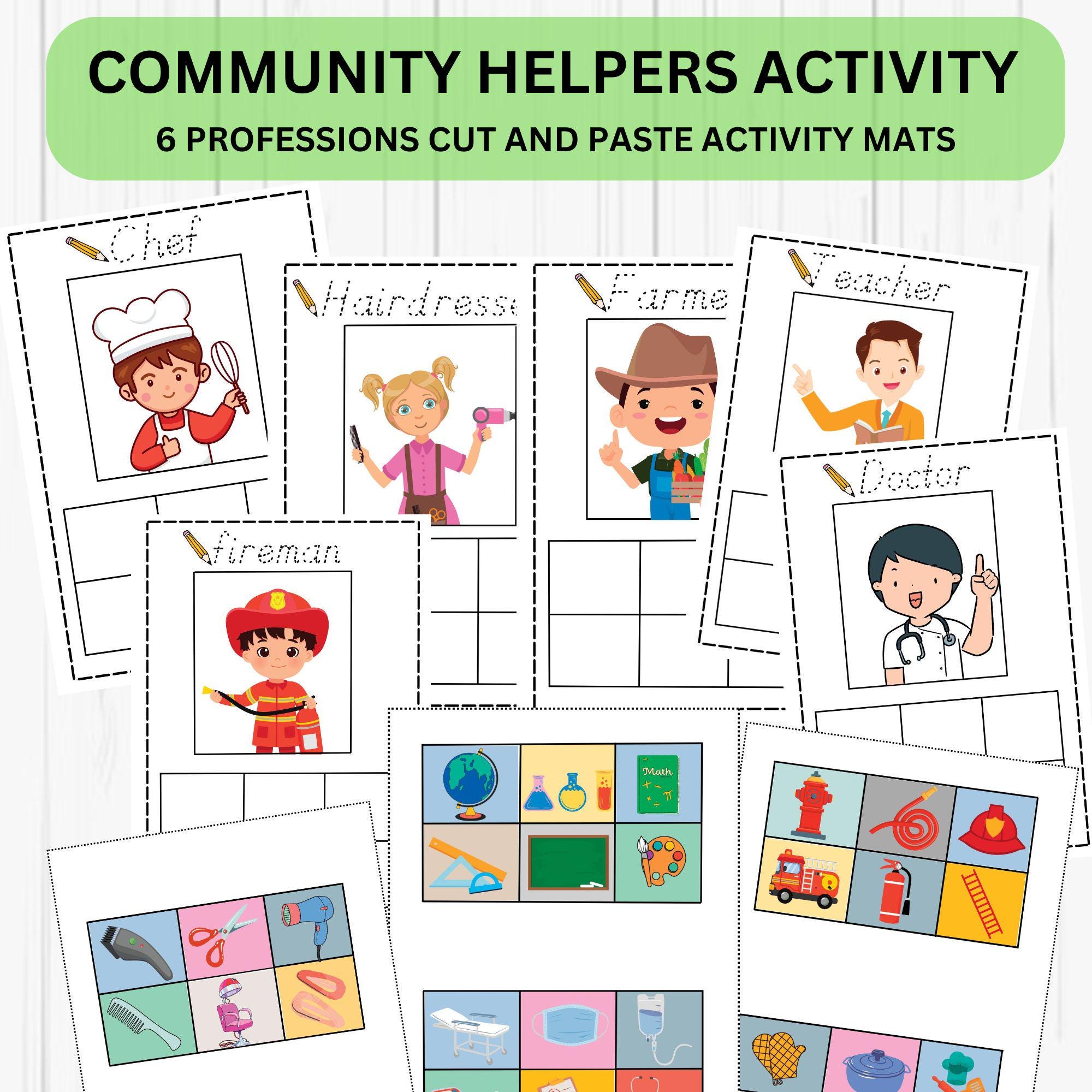 Free Community Helpers Worksheet, image size:2000x2000