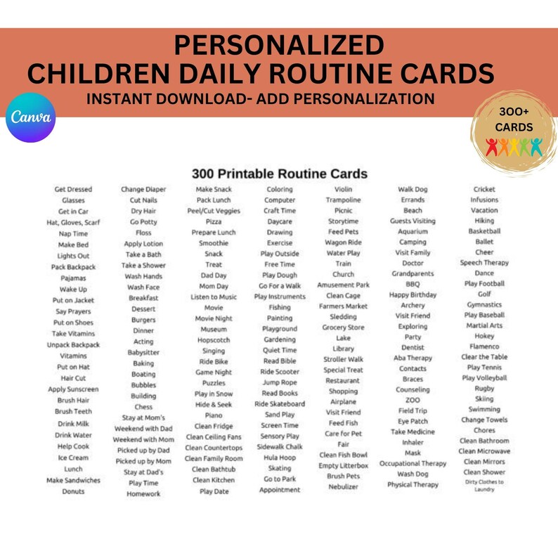 Outside Routine Card 300+ Daily Routine Cards With Charts Autism Visual Aid ABA Therapy 2024 ...