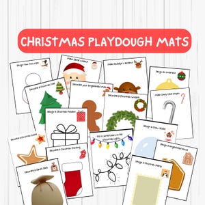 Christmas Play Dough Mats Visual Cards, Printable Play Doh Toddler Activities, Homeschool Montessori Kindergarten Pre-K Preschool Materials