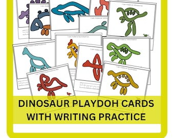 Dinosaur Play Doh Mats Visual Cards Printable Play Dough Party Activities for Toddler Preschool Homeschool Montessori Materials Kindergarten