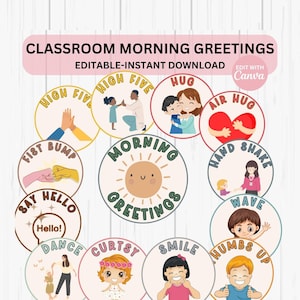 Classroom Morning Greeting Display Pack Morning Greeting for Students Bundle Morning Greeting Choice Printable Classroom Decor Elementary