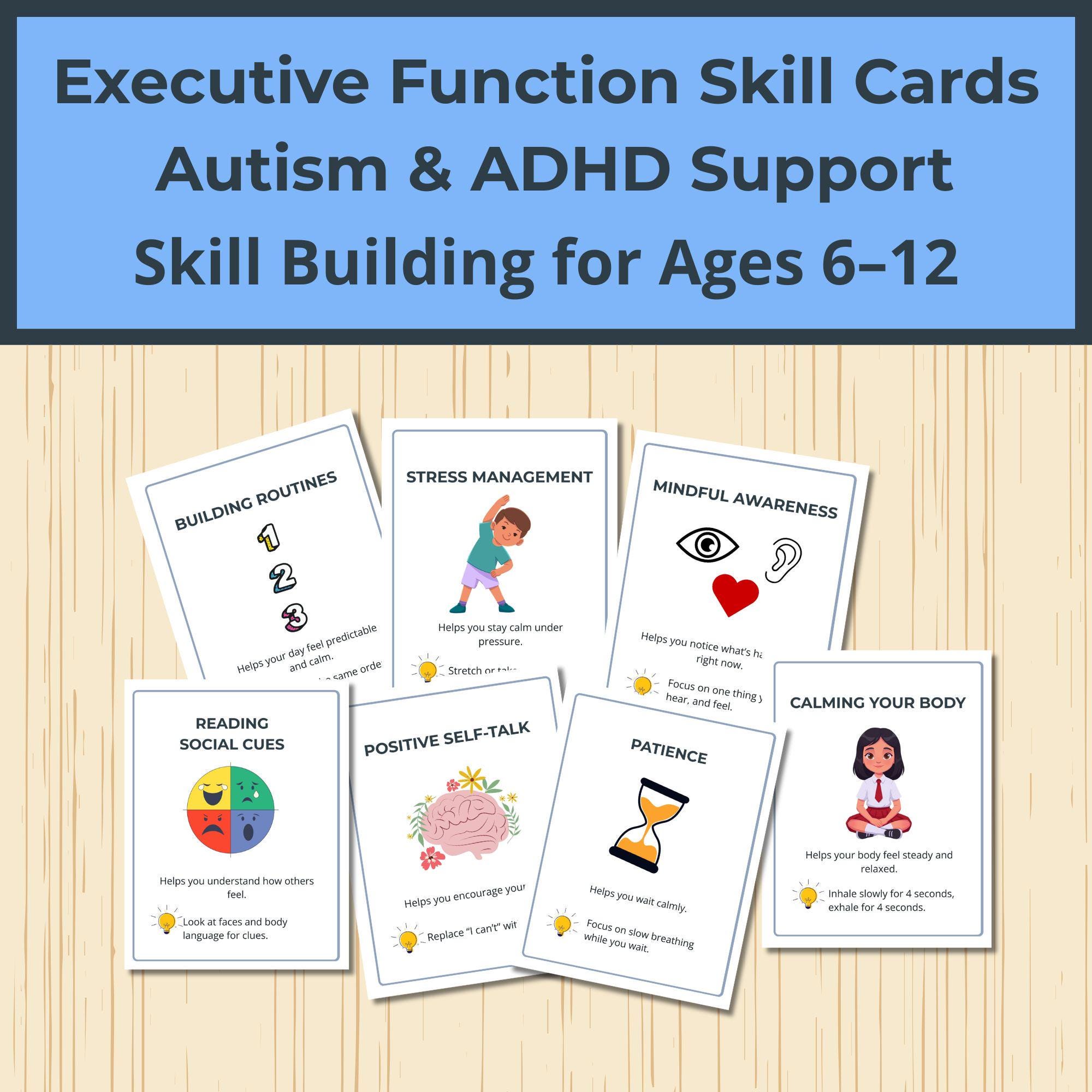 Executive Functioning Flashcards for Kids and Teens With ADHD Tools ...