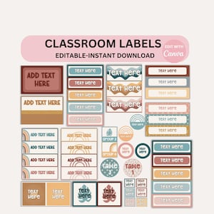 Klassenzimmer Etiketten Bearbeitbare Vorlagen Moderne Boho Klassenzimmer Organisation Bin + Schubladen Etiketten SOFORTIGER DOWNLOAD Canva Vorlagen Tageseinrichtung