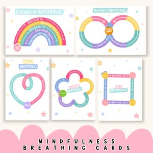 Kids breathing cards kids mindfulness cards coping skills coping strategies anxiety relief finger tracing calming card CBT therapy on the go