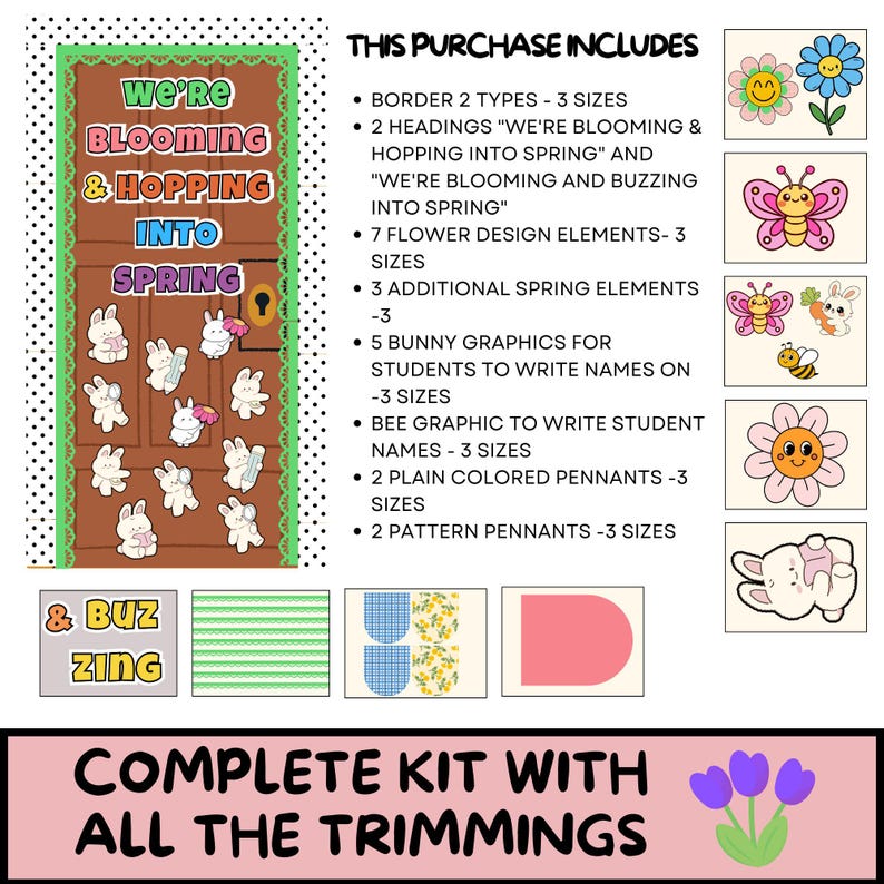 Spring Bulletin Board Kit | Printable Classroom Decor | March & April ...