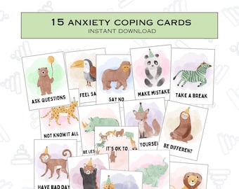 Anxiety coping cards Kids coping skills social emotional regulation therapy resources therapy tools school psychologist Kids Affirmation