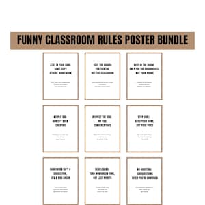 Funny Classroom Rules Printable Classroom Decor Black And White School Wall Posters Minimal Classroom Rules Decor Middle High School Teacher