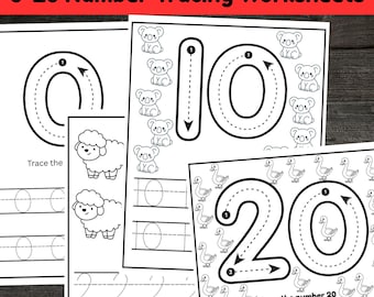 Number Tracing Worksheets: 0-20 Handwriting Practice Printable