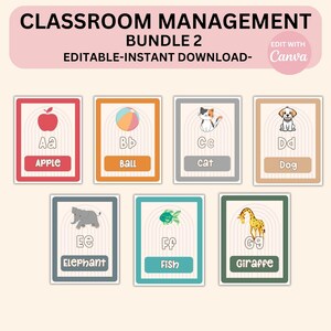 Editable Classroom Decor Modern Boho Bundle Printable Canva Templates ...