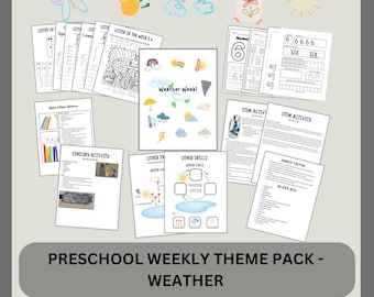 Weather Theme Preschool Curriculum: Weekly Worksheets, STEM Activities Printable Homeschool Resource