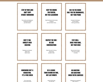 Funny Classroom Rules Printable Classroom Decor Black And White School Wall Posters Minimal Classroom Rules Decor Middle High School Teacher