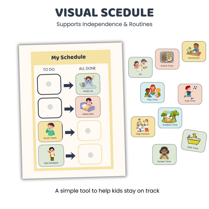 Visual Scedule For Math Visual Schedule With Activity Icons, Autism ADHD Printable ABA Therapy ...