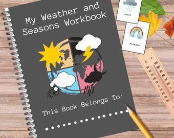 Estudio de la unidad sobre el clima y las estaciones Materiales de aprendizaje para la educación en el hogar Actividades educativas para niños Tarjetas didácticas sobre la temperatura y el clima Actividades de las estaciones