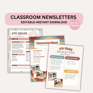 Classroom Newsletter Editable Templates Back to School Newsletter Boho Classroom Teacher Canva Templates Daycare Newsletter Template Bundle