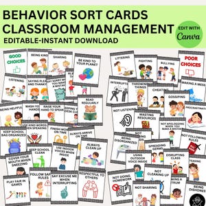 Behavior Sort Good and Bad Choices Positive and Negative Behavior Preschool PreK Kindergarten Printables Classroom Rules Classroom Mangement