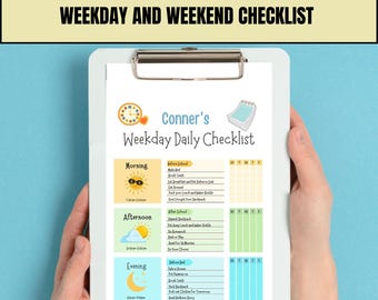 Editable Chore Chart for Multiple Kids Daily Checklist Template  for Canva Responsibility and Daily Routine Kids Chore Checklist