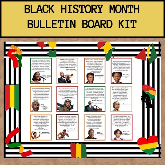 91 Pcs Black History Month Classroom Decorations - Bulletin Board Cutouts Set