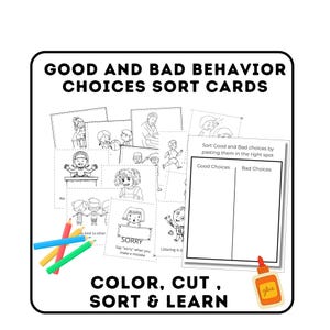 Behavior Sort Good and Bad Choices Positive and Negative Behavior Preschool PreK Kindergarten Printables Classroom Rules social learning
