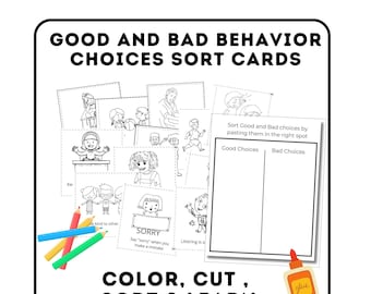 Behavior Sort Good and Bad Choices Positive and Negative Behavior Preschool PreK Kindergarten Printables Classroom Rules social learning