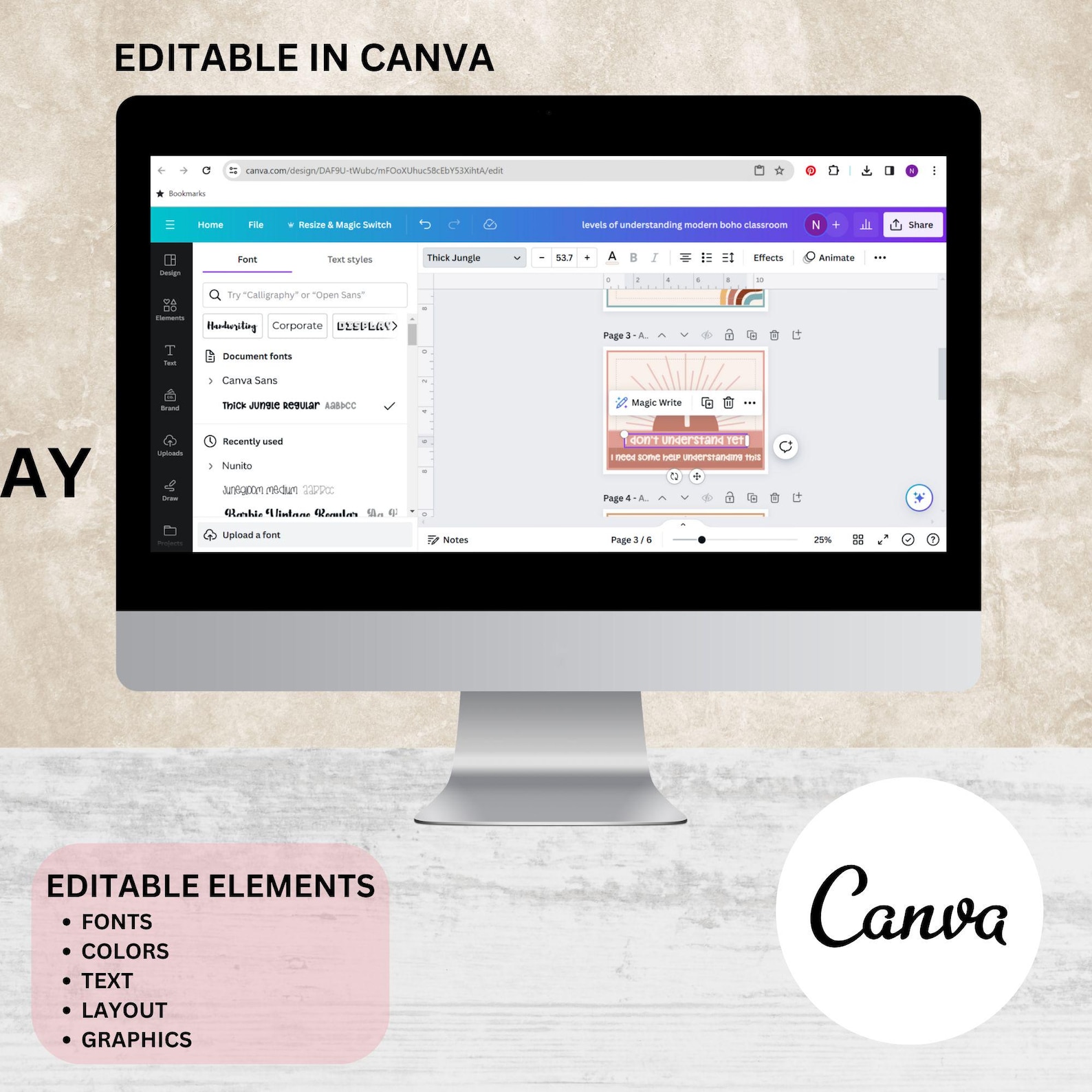Levels of Understanding Editable Classroom Printable Posters Modern ...