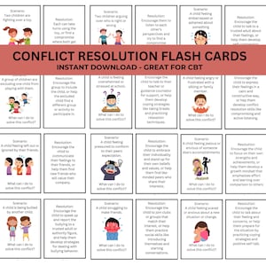 Conflict Resolution Kids Therapy worksheets communication technique CBT School Counselor Teacher SEL Social Skills Development Mental Health