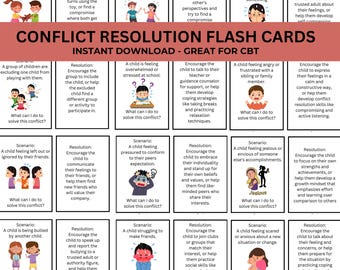 Conflict Resolution Kids Therapy worksheets communication technique CBT School Counselor Teacher SEL Social Skills Development Mental Health