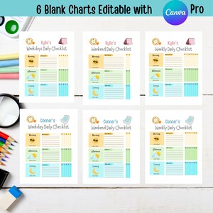 Editable Chore Chart for Multiple Kids Daily Checklist Template for ...