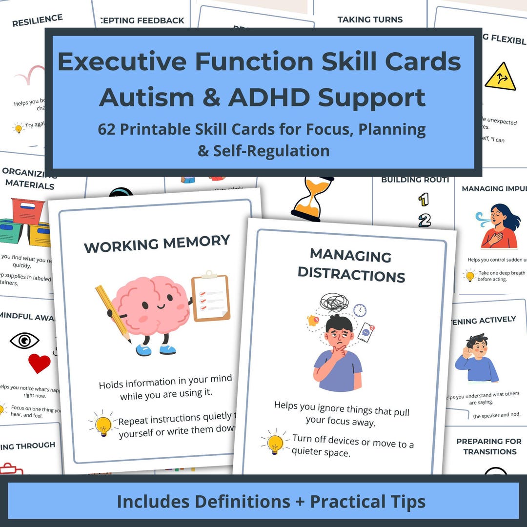Executive Functioning Flashcards for Kids and Teens With ADHD Tools ...