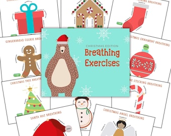 Christmas Kids Breathing Exercise Cards: Anxiety Relief, Mindfulness Activity (Digital Download)