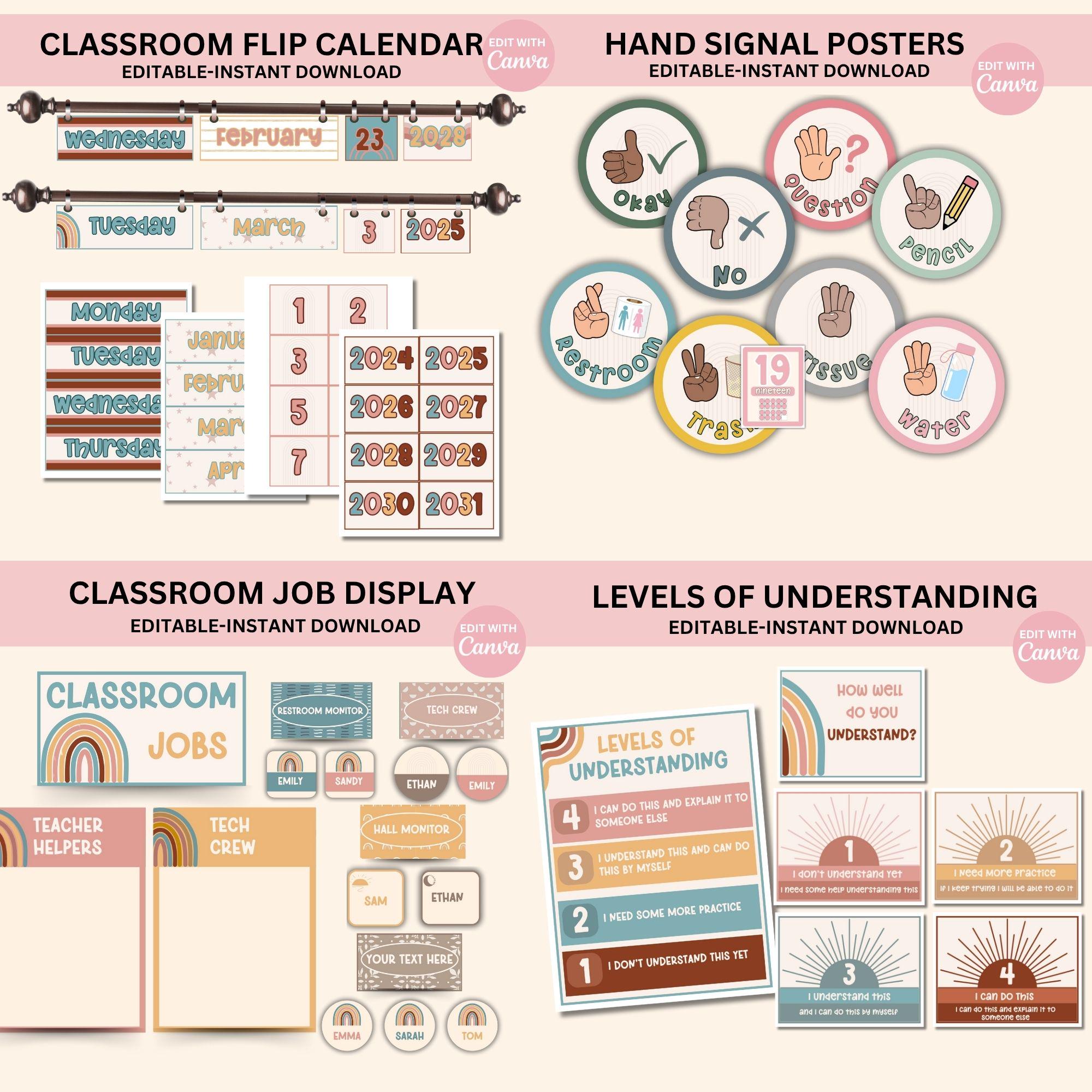 Editable Classroom Modern Boho Complete Collection Printable Bundle ...