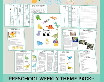 Dinosaur Preschool Curriculum | Toddler Learning Worksheets | Homeschool Printable