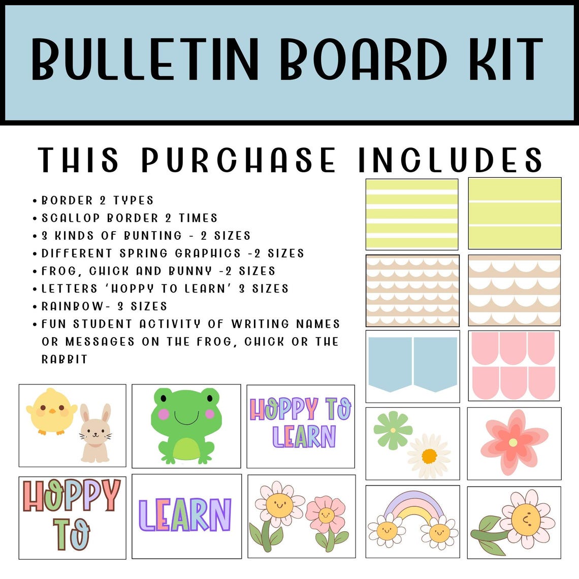 Spring Bulletin Board Kit | Printable Classroom Decor | March & April ...