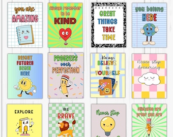 Retro Classroom Posters: Motivational Growth Mindset Art Digital Download
