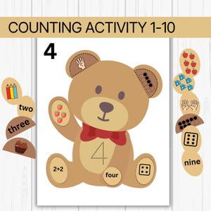 Counting Activity for Toddlers Number Practice Chart 1 to 10 Learning Math Bundle Preschool Kindergarten Math Worksheet Homeschooling