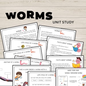 Worms Unit Study Charlotte Mason Printable Resources Homeschool Learning Bundle Nature Studies Preschool Curriculum Educational Activities