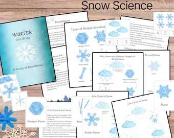 Étude d'unités flocon de neige : kit d'apprentissage pour l'école à la maison d'hiver (imprimable)