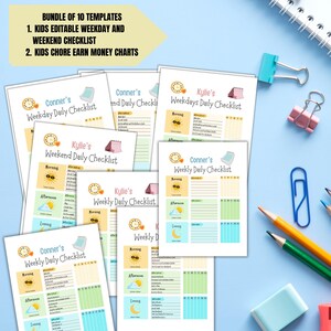 Editable Chore Chart for Multiple Kids Daily Checklist Template for ...