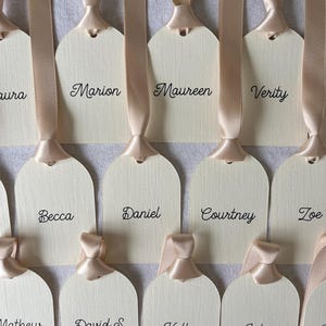Arched Place Card with Ribbon - Ivory Place Card - Burgundy Arched - Luxury Wedding Place Cards - Luxury Name Tags - Ribbon Place Card